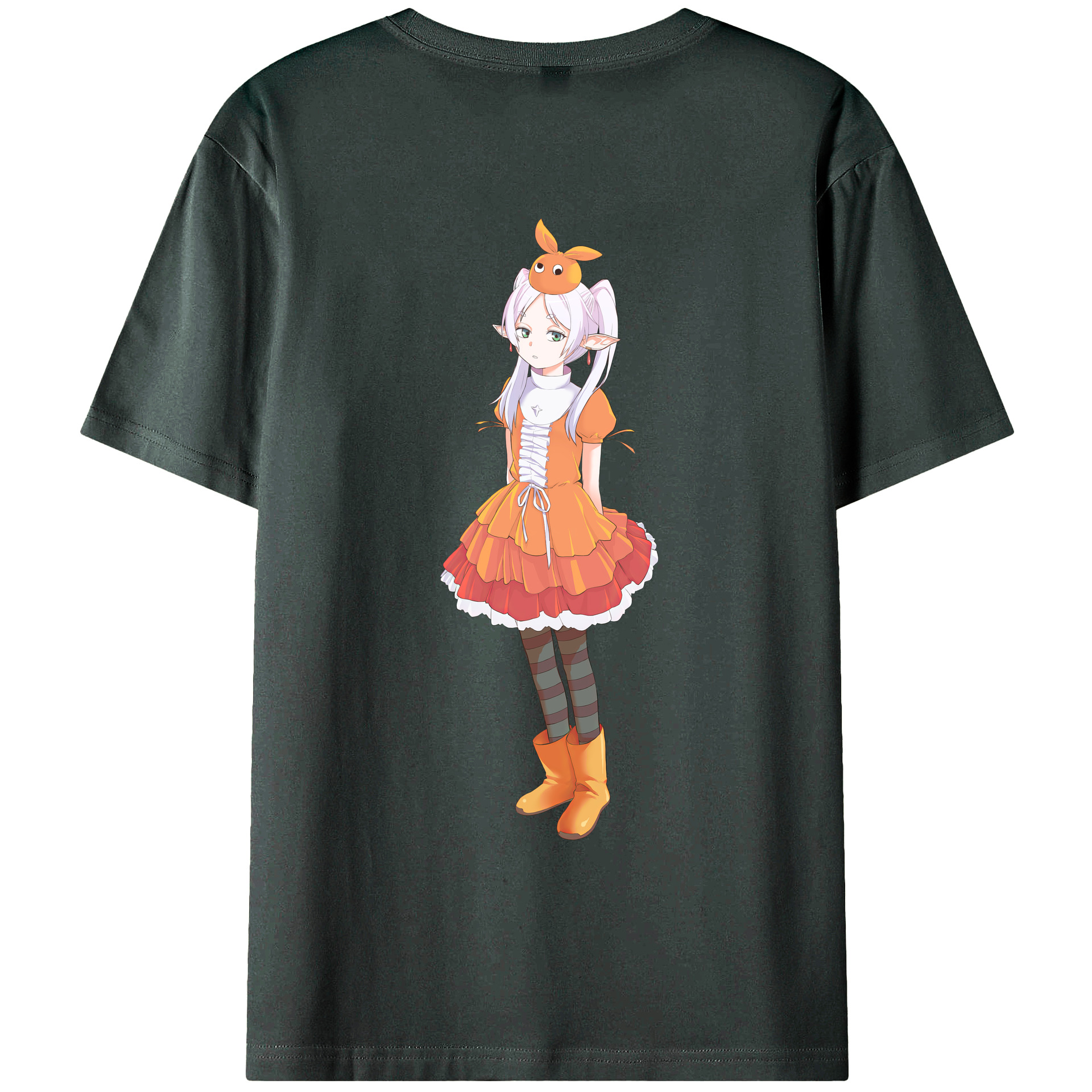 （画像用） 葬送のフリーレン Frieren 綿100％ メンズ半袖Tシャツ（バックプリント） 通気性